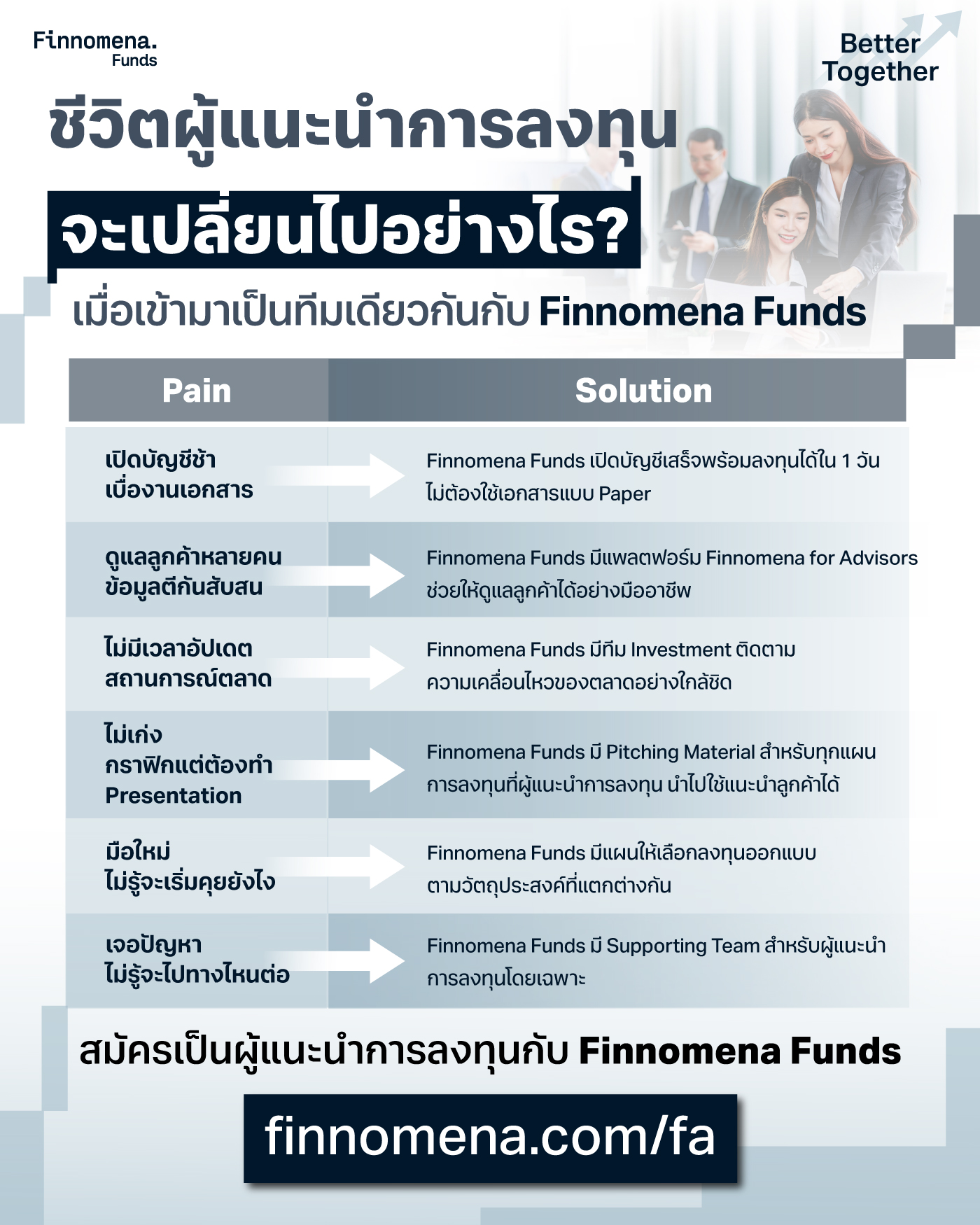 ชีวิตผู้แนะนำการลงทุนจะเปลี่ยนไปอย่างไร เมื่อเข้ามาเป็นทีมเดียวกันกับ Finnomena Funds