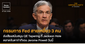 News Update: กรรมการ Fed สายเหยี่ยว 3 คน ส่งเสียงสนับสนุน QE Tapering ที่ Jackson Hole ตลาดจับตาท่าทีของ Jerome Powell วันนี้