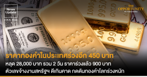 News Update: ราคาทองคำในประเทศร่วงอีก 450 บาท หลุด 28,000 บาท รวม 2 วัน ราคาร่วงแล้ว 900 บาท ตัวเลขจ้างงานสหรัฐฯ ดีเกินคาด กดดันทองคำโลกร่วงหนัก
