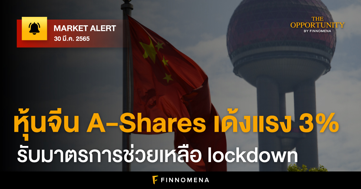 FINNOMENA Market Alert: หุ้นจีน A-Shares เด้งแรง 3% รับมาตรการช่วยเหลือ lockdown