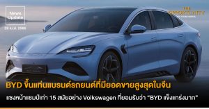 News Update: BYD ขึ้นแท่นแบรนด์รถยนต์ที่มียอดขายสูงสุดในจีน แซงหน้าแชมป์เก่า 15 สมัยอย่าง Volkswagen ที่ออกปากยอมรับว่า “BYD แข็งแกร่งมาก”
