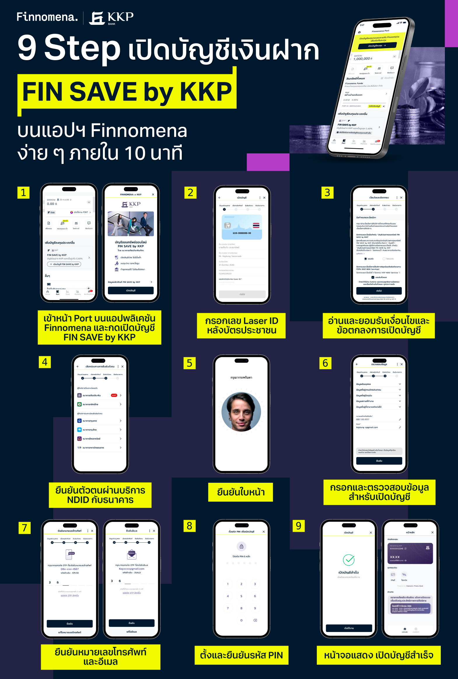 9 Step เปิดบัญชีเงินฝาก ‘FIN SAVE by KKP’ บนแอปฯ Finnomena ง่าย ๆ ภายใน 10 นาที!