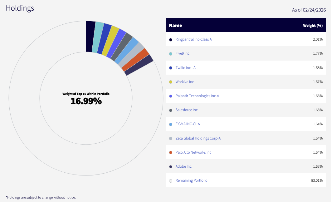Top 10 Holdings ของ WCLD ETF