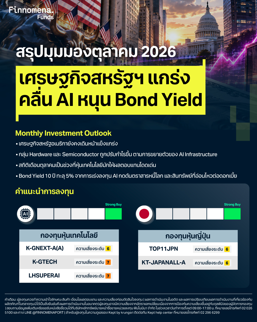 Finnomena Investment Outlook เดือนตุลาคม 2026: US Unstoppable – The AI Yield Surge เศรษฐกิจสหรัฐฯ แกร่ง คลื่น AI หนุน Bond Yield นิวไฮ
