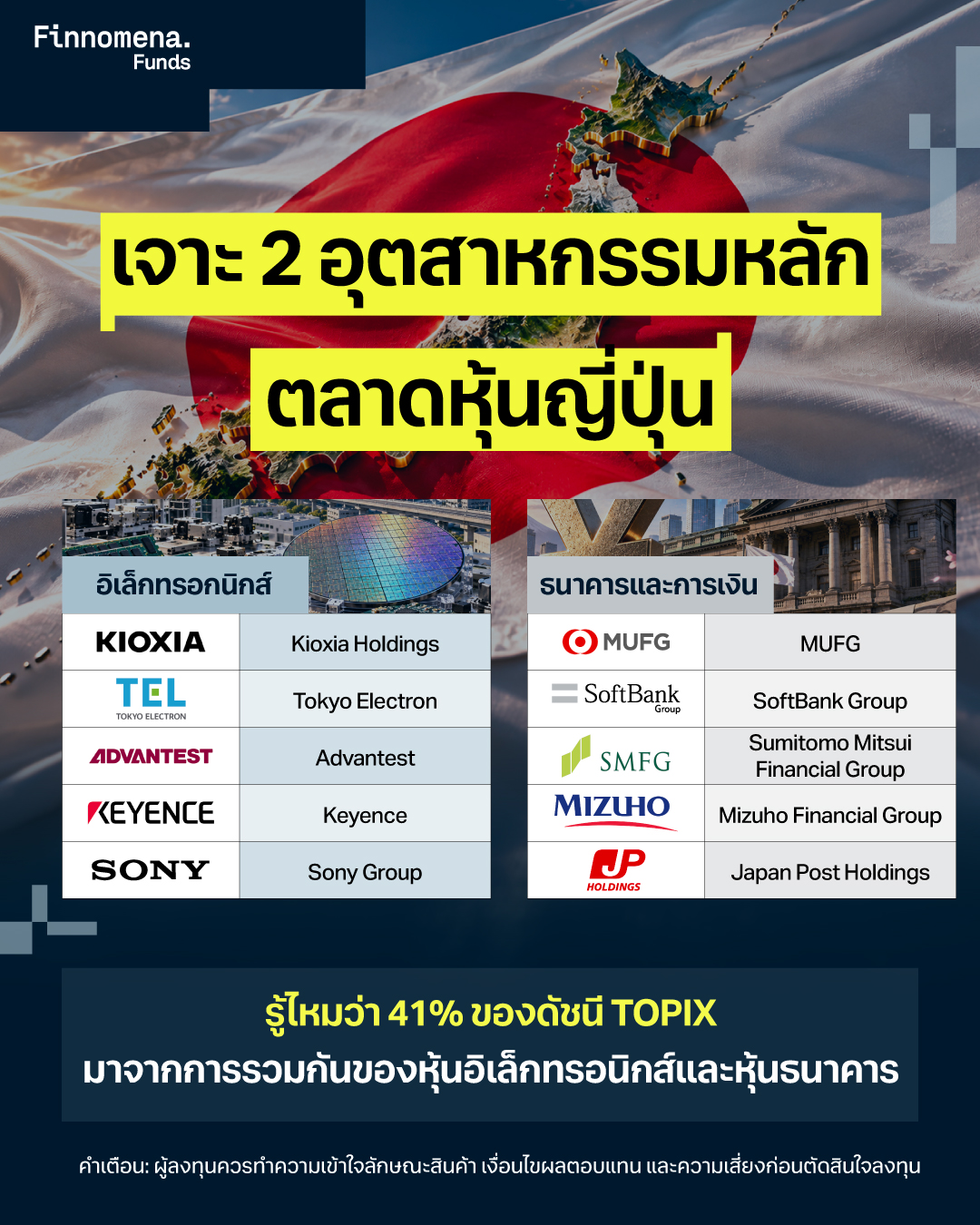 หุ้นญี่ปุ่น อิเล็กทรอนิกส์และการเงิน